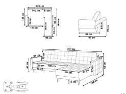 Sohvat<Beliani 4-Istuttava Kulmavuodesohva Kangas Vasenk. Vaaleanharmaa Aberdeen