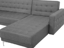 Sohvat<Beliani 4-Istuttava Kulmavuodesohva Kangas Vasenk. Vaaleanharmaa Aberdeen