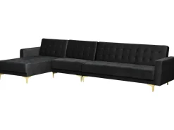 Best Beliani 5-Istuttava Kulmavuodesohva Ja Rahi Sametti Oikeak. Musta Aberdeen