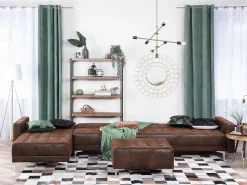 Sohvat<Beliani 5-Istuttava Kulmavuodesohva Ja Rahi Keinonahka Oikeak. Ruskea Aberdeen