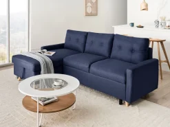 Sohvat<Beliani 4-Istuttava Kulmavuodesohva Säilytystilalla Oikeak. Laivastonsininen Flakk