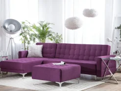 Sohvat<Beliani 4-Istuttava Kulmavuodesohva Kangas Oikeak. Violetti Aberdeen