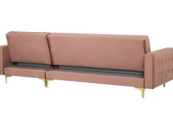 Sohvat<Beliani 4-Istuttava Kulmavuodesohva Sametti Vasenk. Vaaleanpunainen Aberdeen