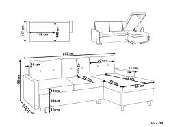 Sohvat<Beliani 4-Istuttava Kulmavuodesohva Säilytystilalla Vasenk. Tummanharmaa Flakk