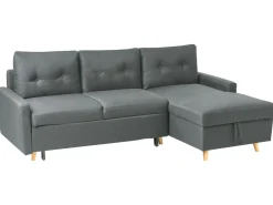 Sohvat<Beliani 4-Istuttava Kulmavuodesohva Säilytystilalla Vasenk. Tummanharmaa Flakk