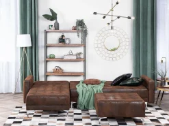 Sohvat<Beliani 4-Istuttava Kulmavuodesohva Ja Rahi Keinonahka Oikeak. Ruskea Aberdeen