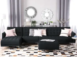 Cheap Beliani 5-Istuttava Kulmavuodesohva Kangas Oikeak. Grafiitinharmaa Aberdeen