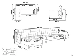 Cheap Beliani 5-Istuttava Kulmavuodesohva Kangas Oikeak. Grafiitinharmaa Aberdeen