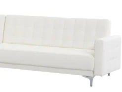 Sohvat<Beliani 4-Istuttava Kulmavuodesohva Ja Rahi Keinonahka Oikeak. Valkoinen Aberdeen