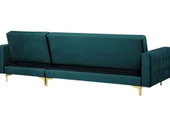 Sohvat<Beliani 4-Istuttava Kulmavuodesohva Sametti Vasenk. Sinivihrea Aberdeen