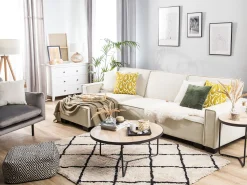 New Beliani 3-Istuttava Kulmavuodesohva Kangas Oikeak. Beige Romedal