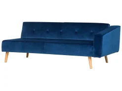 Sohvat<Beliani 4-Istuttava Kulmavuodesohva Sametti Oikeak. Laivastonsininen Vadso