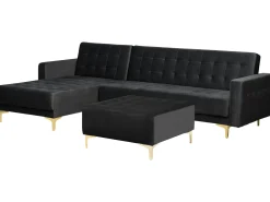 Online Beliani 4-Istuttava Kulmavuodesohva Ja Rahi Sametti Oikeak. Musta Aberdeen