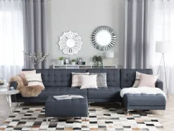 Cheap Beliani 5-Istuttava Kulmavuodesohva Ja Rahi Kangas Vasenk. Tummanharmaa Aberdeen