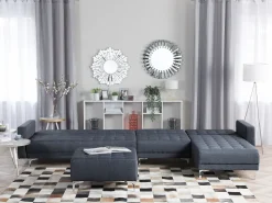 Cheap Beliani 5-Istuttava Kulmavuodesohva Ja Rahi Kangas Vasenk. Tummanharmaa Aberdeen