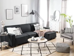 Sohvat<Beliani 3-Istuttava Kulmavuodesohva Kangas Vasenk. Grafiitinharmaa Romedal