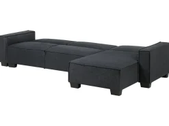 Sohvat<Beliani 3-Istuttava Kulmavuodesohva Kangas Vasenk. Grafiitinharmaa Romedal