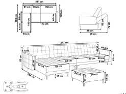 Shop Beliani 5-Istuttava Kulmavuodesohva Ja Rahi Sametti Oikeak. Sinivihrea Aberdeen