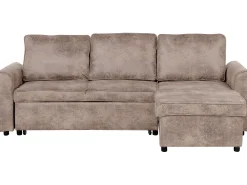 Sohvat<Beliani 3-Istuttava Kulmavuodesohva Säilytystilalla Keinonahka Vasenk. Ruskea Nesna