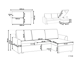Sohvat<Beliani 3-Istuttava Kulmavuodesohva Säilytystilalla Keinonahka Vasenk. Ruskea Nesna