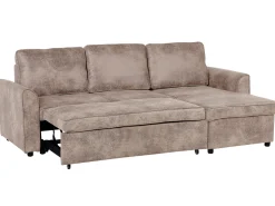 Sohvat<Beliani 3-Istuttava Kulmavuodesohva Säilytystilalla Keinonahka Vasenk. Ruskea Nesna