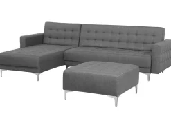 Sohvat<Beliani 4-Istuttava Kulmavuodesohva Ja Rahi Kangas Oikeak. Vaaleanharmaa Aberdeen