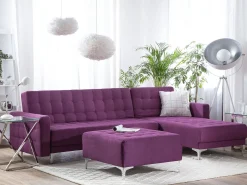 Sohvat<Beliani 4-Istuttava Kulmavuodesohva Ja Rahi Kangas Vasenk. Violetti Aberdeen