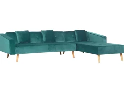 Sohvat<Beliani 4-Istuttava Kulmavuodesohva Sametti Vasenk. Vihrea Vadso