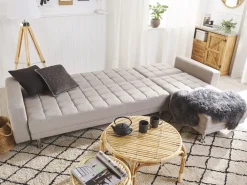 Online Beliani 4-Istuttava Kulmavuodesohva Kangas Vaaleanharmaa Nesset