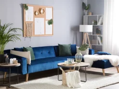 Hot Beliani 4-Istuttava Kulmavuodesohva Sametti Vasenk. Laivastonsininen Vadso