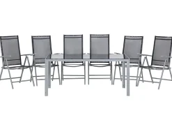 Discount Beliani 6-Istuttava Musta Alumiininen Ulkoruokailuryhma Catania