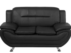 Best Beliani 2-Istuttava Musta Keinonahkainen Sohva Leira