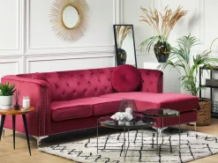 Sohvat<Beliani 3-Istuttava Punainen Vasenk. Kulmasohva Flen