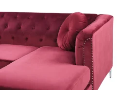 Sohvat<Beliani 3-Istuttava Punainen Vasenk. Kulmasohva Flen