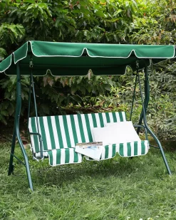 Ulkokalusteet<Beliani 3-Istuttava Puutarhakeinu Vihrea/Valkoinen Chaplin