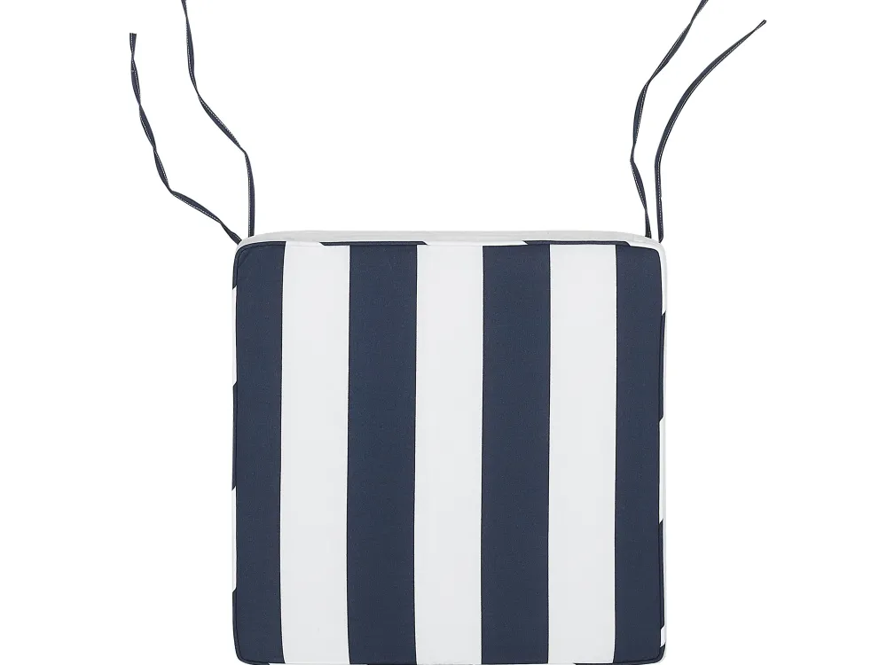 Discount Beliani 8-Istuttava Puutarhapoytasetti Sini-Valkoraidallisilla Pehmusteilla Sassari