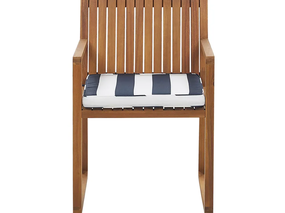 Discount Beliani 8-Istuttava Puutarhapoytasetti Sini-Valkoraidallisilla Pehmusteilla Sassari