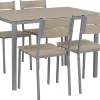 Pöydät<Beliani 4-Istuttava Ruokailuryhma Vaalea Puu/Harmaa Blumberg