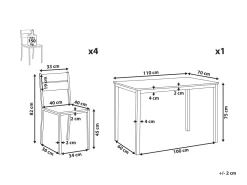 Pöydät<Beliani 4-Istuttava Ruokailuryhma Vaalea Puu/Harmaa Blumberg