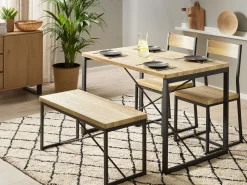 Shop Beliani 4-Istuttava Ruokailuryhma Vaalea Puu/Musta Flixton