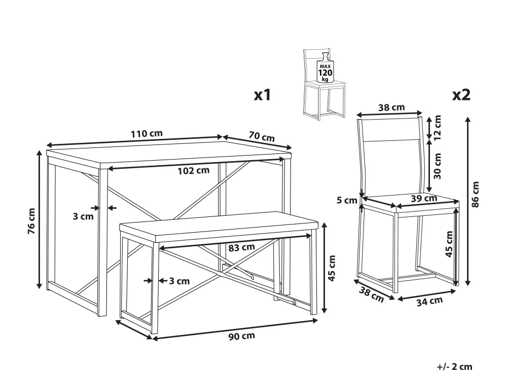 Shop Beliani 4-Istuttava Ruokailuryhma Vaalea Puu/Musta Flixton