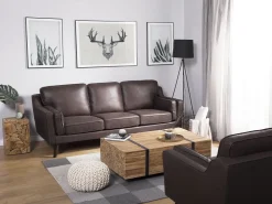 Sohvat<Beliani 3-Istuttava Ruskea Tekonahkainen Sohva Lokka