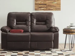 Cheap Beliani 2-Istuttava Saadettava Keinonahkainen Sohva Ruskea Bergen