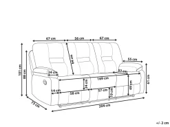 Fashion Beliani 3-Istuttava Saadettava Keinonahkainen Sohva Musta Bergen