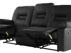 Fashion Beliani 3-Istuttava Saadettava Keinonahkainen Sohva Musta Bergen