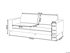 Sohvat<Beliani 3-Istuttava Samettisohva Vihrea Vadstena