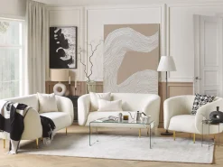 Outlet Beliani 3-Istuttava Sohva Buklee Valkoinen Loen