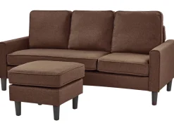 Sohvat<Beliani 3-Istuttava Sohva Ja Rahi Kangas Ruskea Avesta