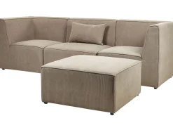 Store Beliani 3-Istuttava Sohva Ja Rahi Vakosametti Ruskeanharmaa Lemvig