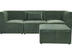 Sohvat<Beliani 3-Istuttava Sohva Ja Rahi Vakosametti Tummanvihrea Lemvig